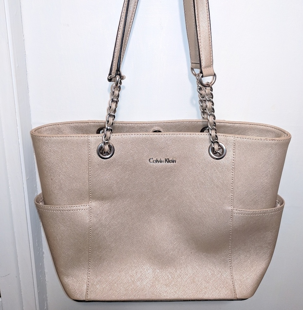 Calvin Klein Champagne Leather Handbag
